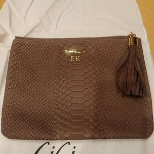 Gigi New York stone embossed python bag